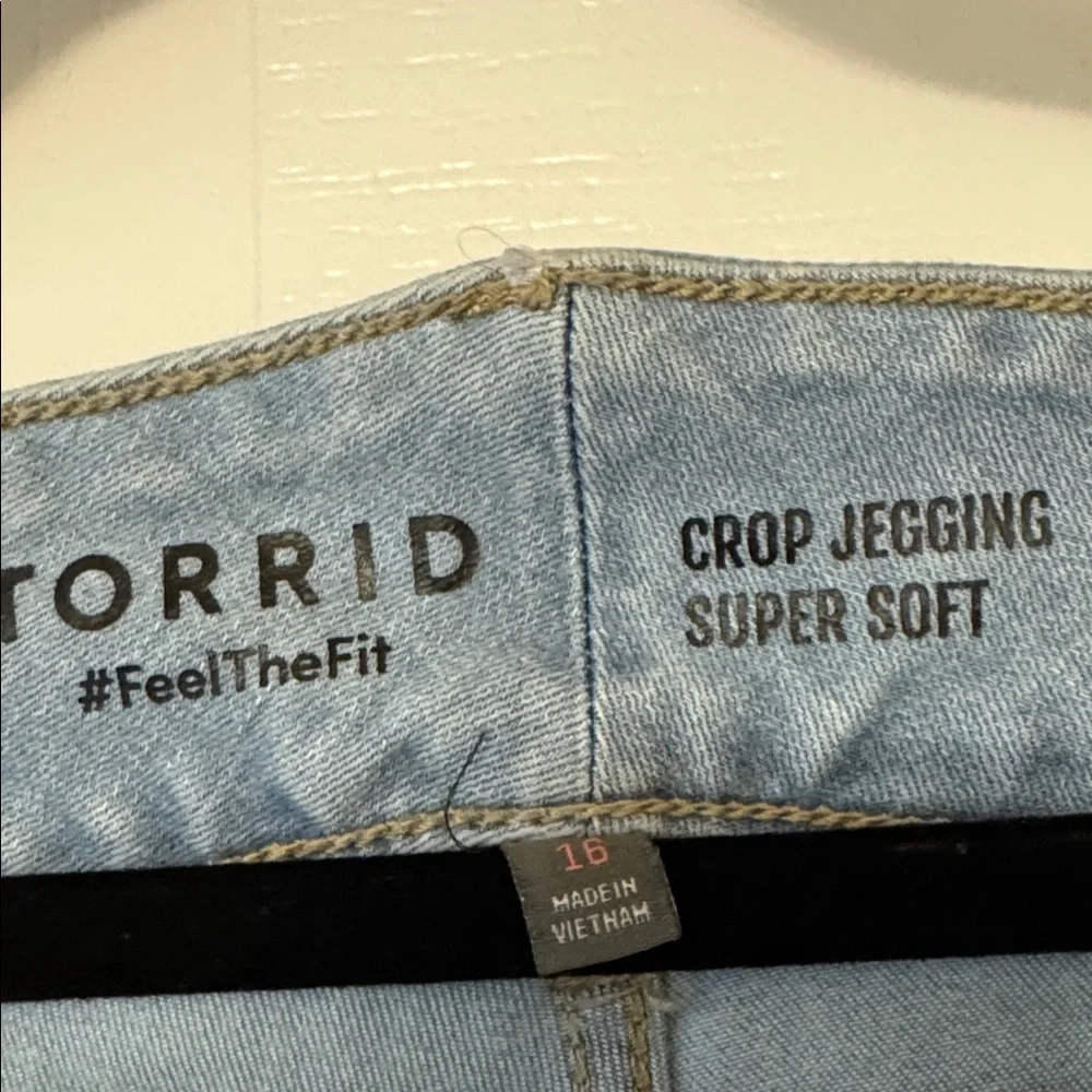 Torrid super soft cropped jegging Light Wash Distressed Jeans in Light Blue